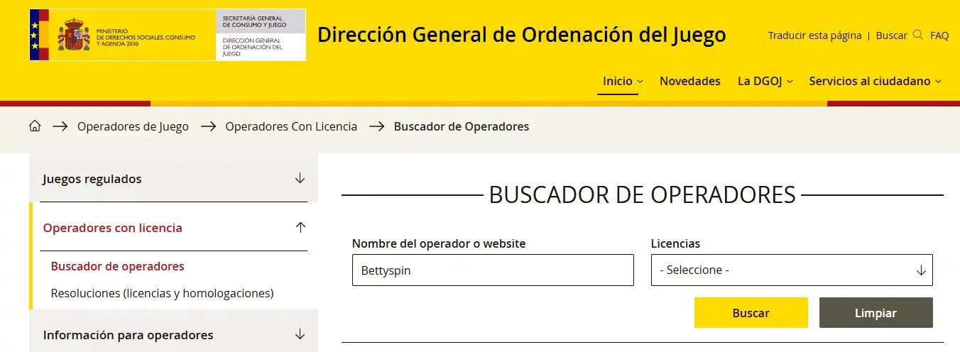Licencia de Bettyspin: Curaçao, DGOJ y confianza en España